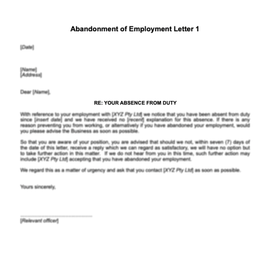 Ending Employment - Abandonment of Employment